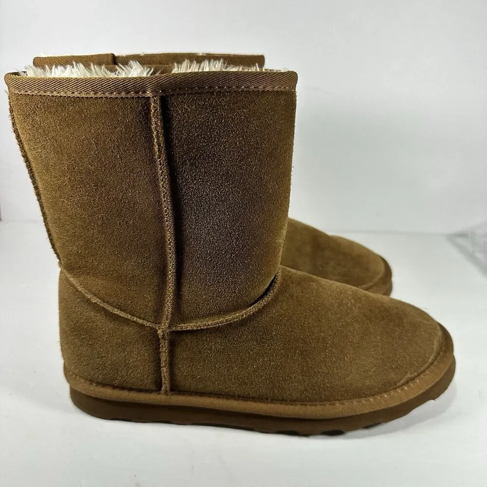 Time and Tru Women’s Tan Faux Suede Mid-Calf Boots – Size 9 – Faux Fur Lined